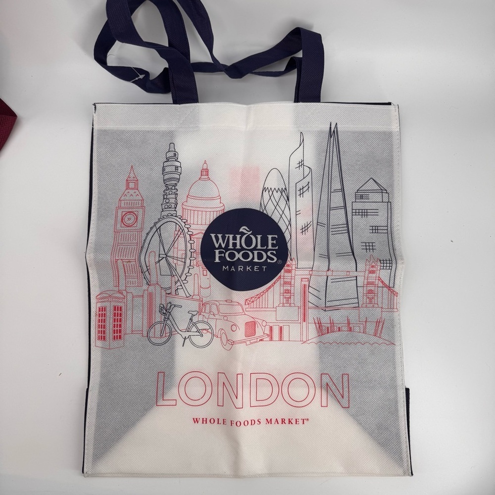 WHOLE FOODS Market LONDON Reusable Canvas Tote Bag. Rare New